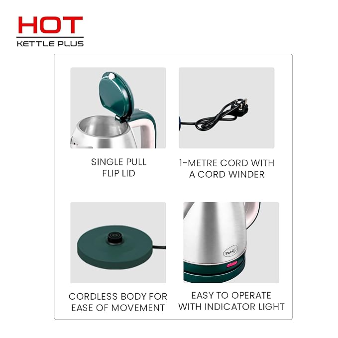 Pigeon Electric Kettle with Stainless Steel Body ,1.5 litre