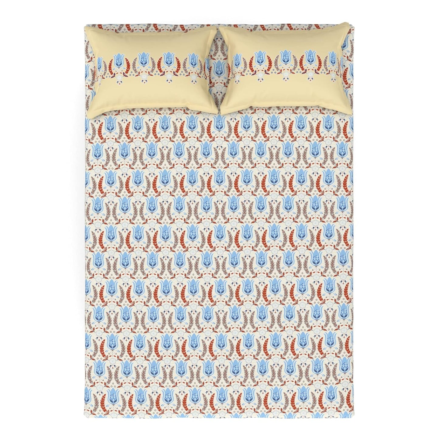 Trident Celebration Abells grey 152 TC Cotton Double Bed Bedsheet With 2 Pillow Covers