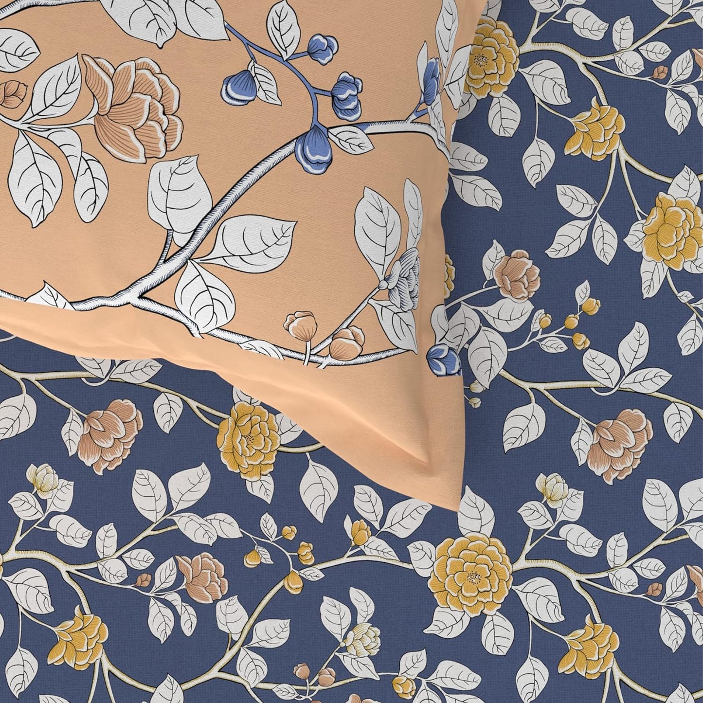 Trident Celebration CASA BLANCA LAVENDER 144 TC Cotton Double Bed Bedsheet With 2 Pillow Covers