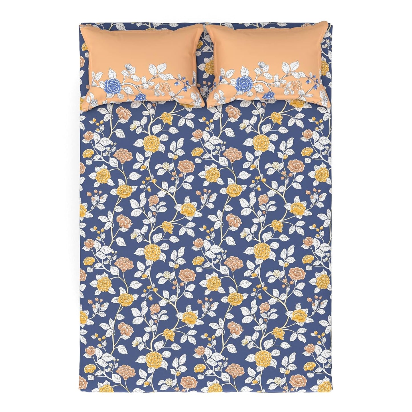 Trident Celebration CASA BLANCA LAVENDER 144 TC Cotton Double Bed Bedsheet With 2 Pillow Covers