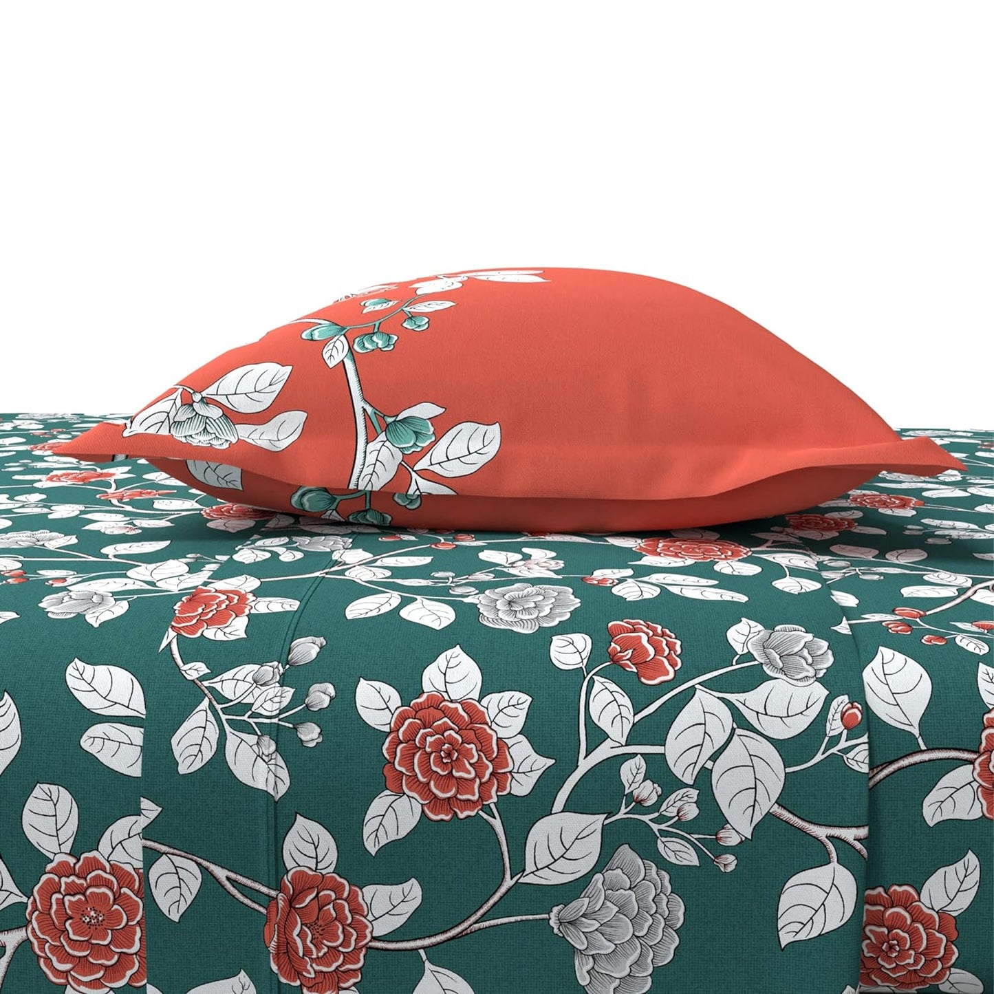 Trident Celebration CASA BLANCA TEAL 144 TC Cotton Double Bed Bed sheet With 2 Pillow Covers