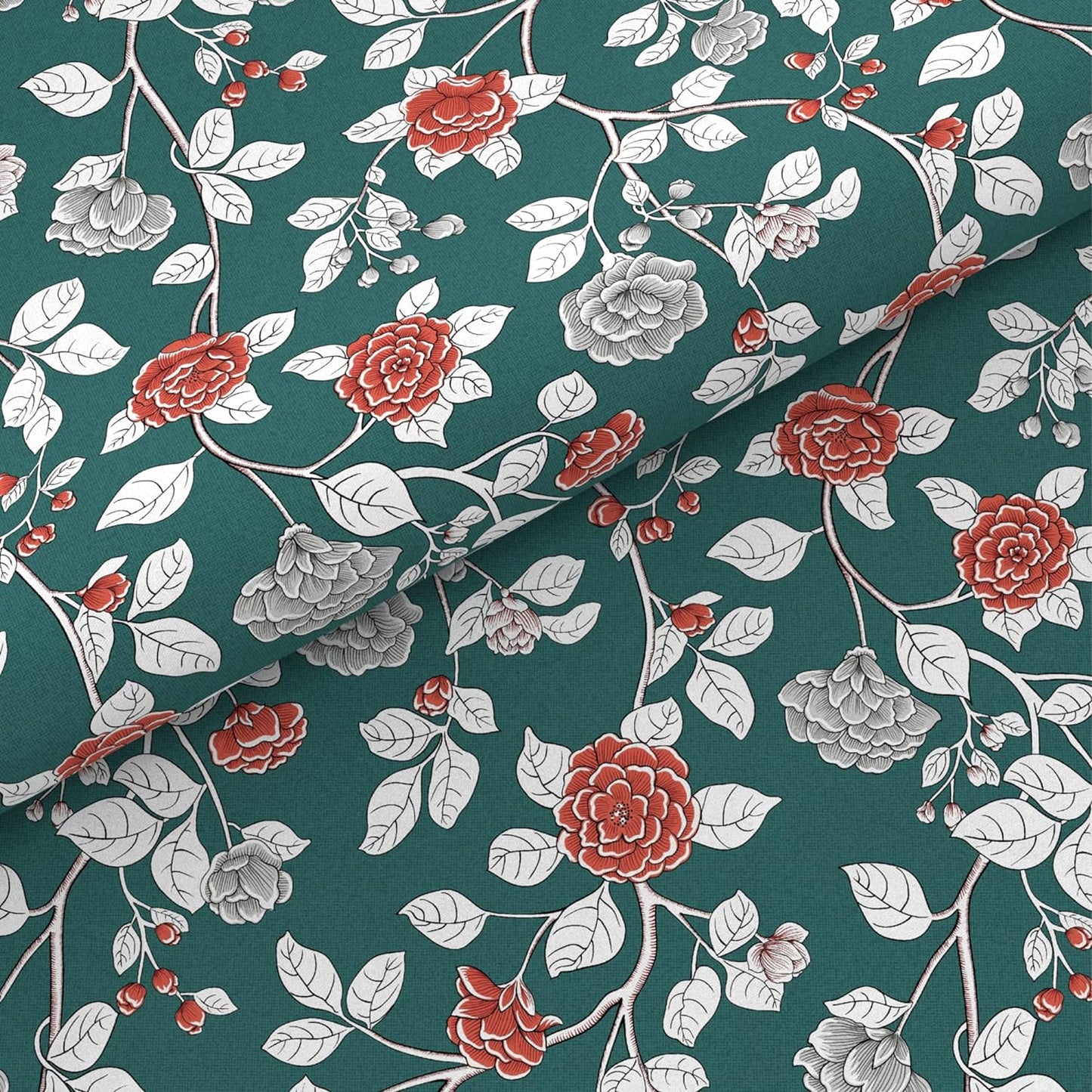 Trident Celebration CASA BLANCA TEAL 144 TC Cotton Double Bed Bed sheet With 2 Pillow Covers