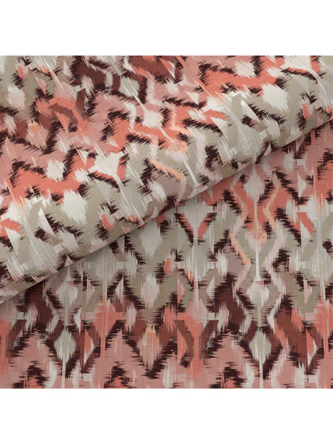 Trident Celebration GLITCH RUST 144 TC Cotton Double Bed Bedsheet With 2 Pillow Covers