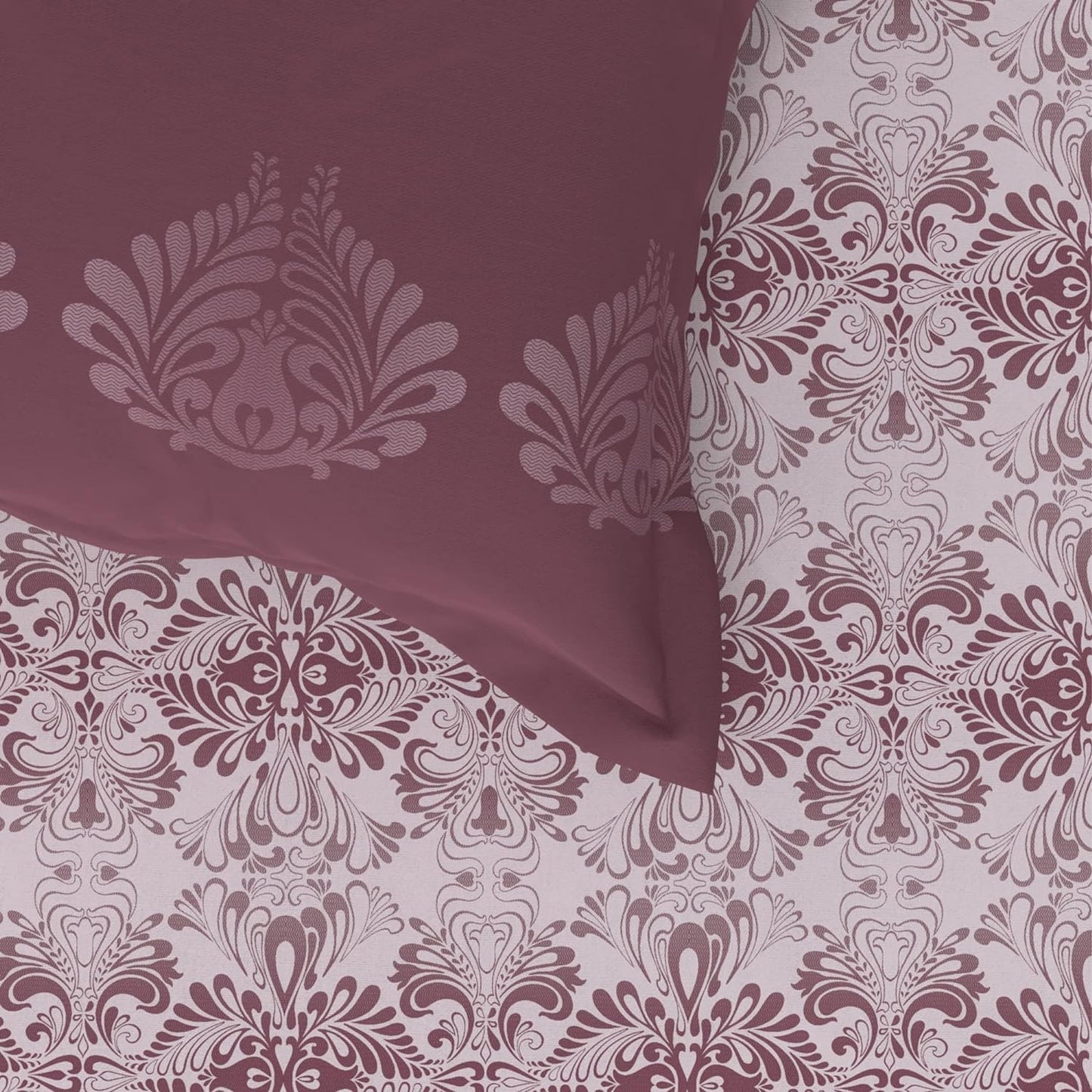 Trident Celebration HAZEL MAUVE 144 TC Cotton Double Bed Bedsheet With 2 Pillow Covers