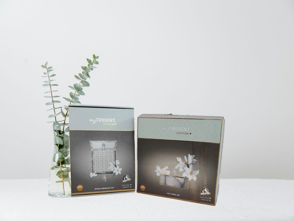 Lilly scented towel set with cotton bedsheet