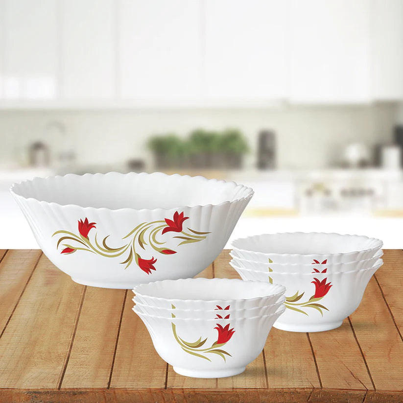 Larah by Borosil Red Lily Pudding Set
