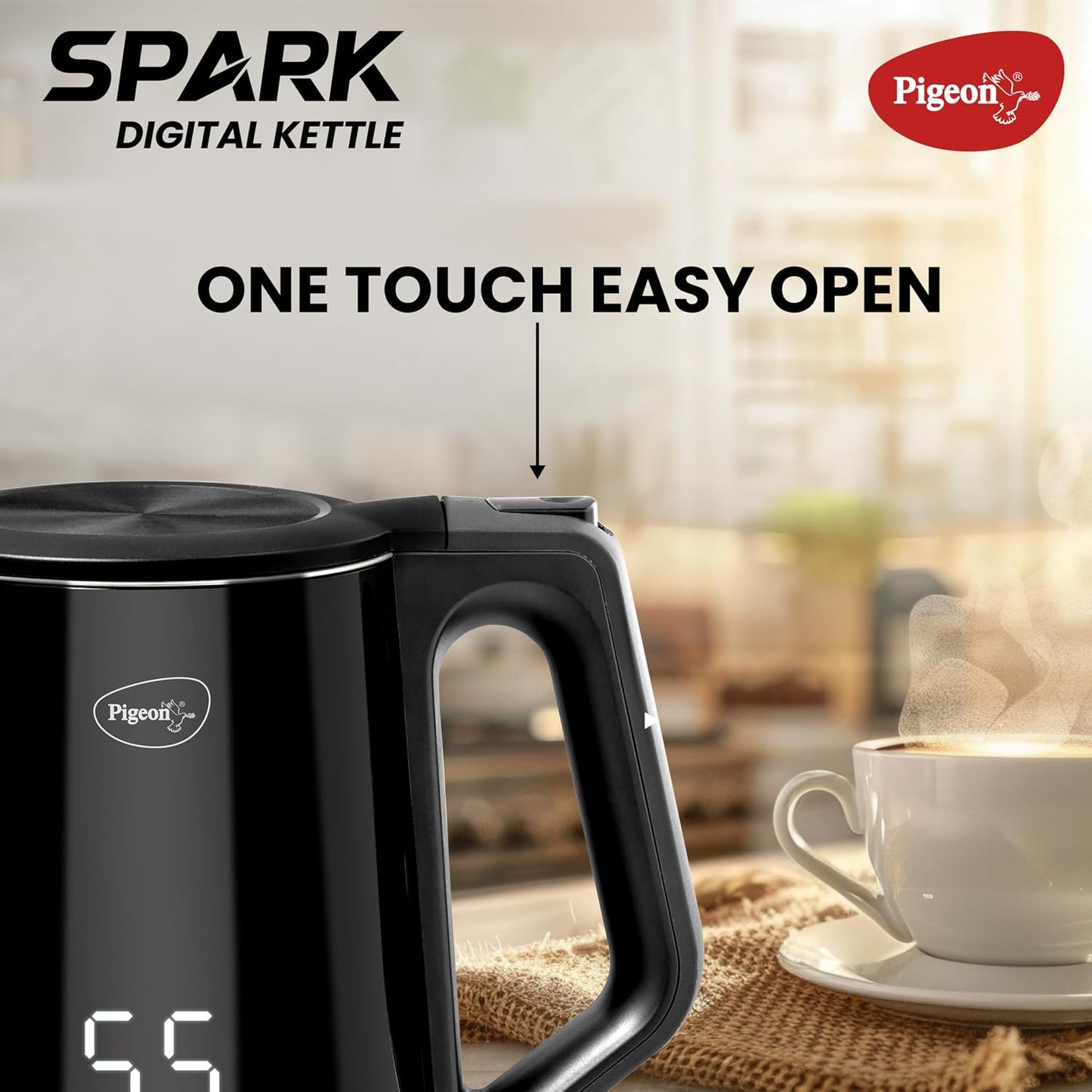Spark Digital Kettle 1500 Watt, 1.5 L with Stainless Steel Body