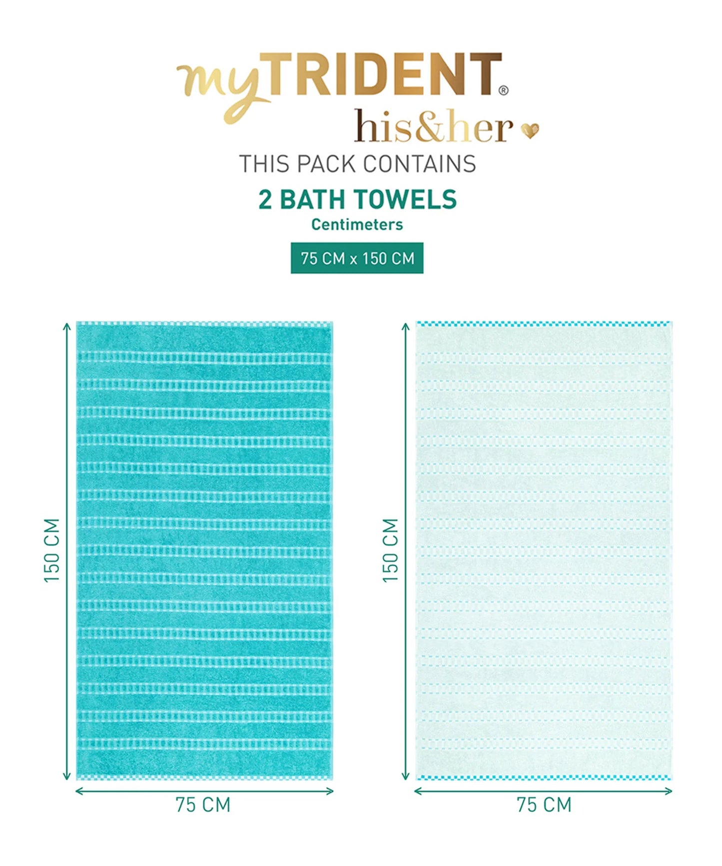 TRIDENT His & Her 2 PC Bath Towel Set,Bow & Arrow|500 GSM Cotton