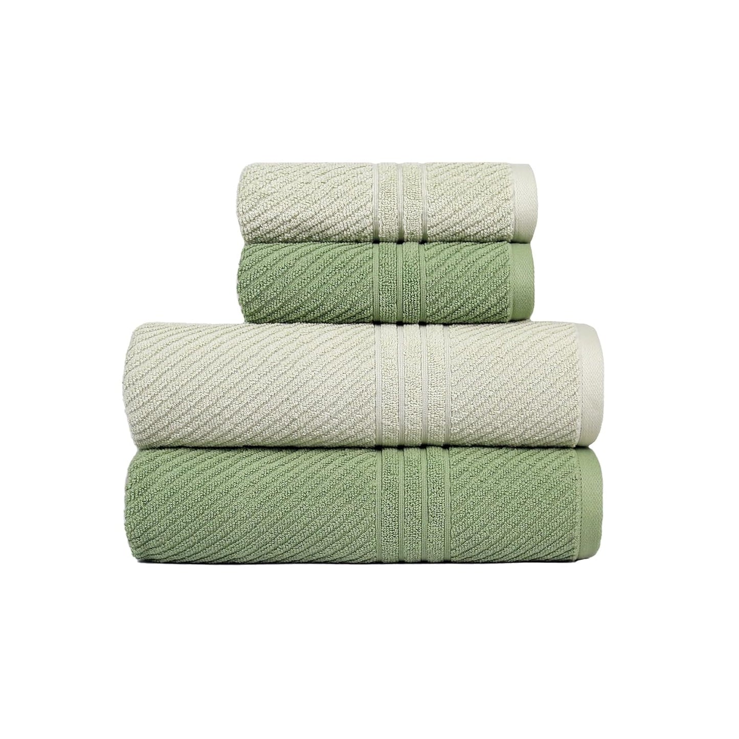 TRIDENT Towel Set, 100% Cotton, Set of 4 (2 Bath Towels & 2 Hand Towels) Highly Absorbent Towels for Bath, Fragrance Towels, 500 GSM, Aroma Towels Collection (Green Apple)
