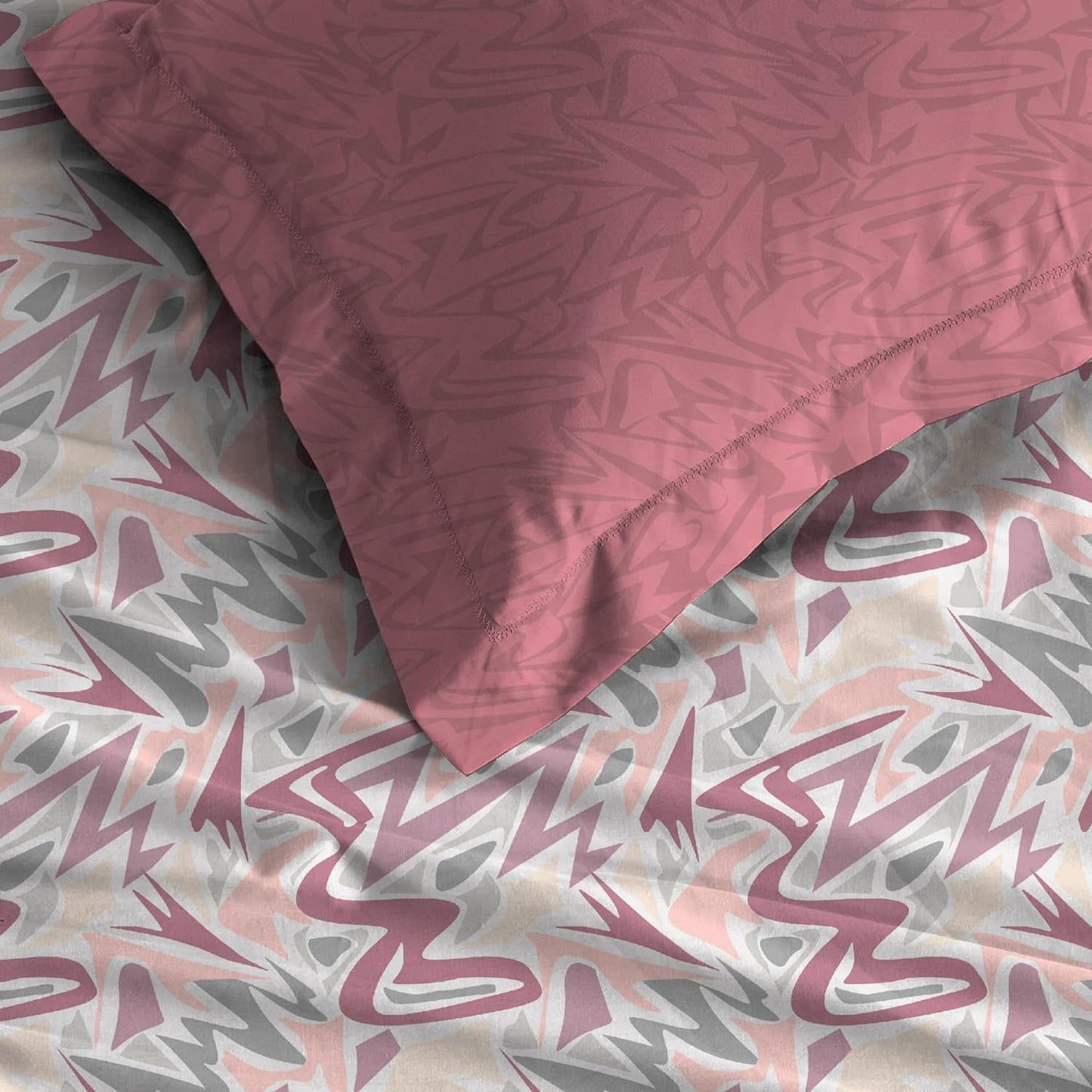 Trident Dusk & Down NIGHT BLOOM RED 144 TC Cotton Double Bed Bedsheet With 2 Pillow Covers