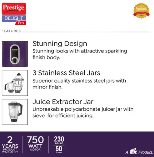 Prestige Delight Pro Mixer Grinder 750W 6 jars
