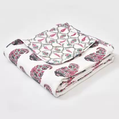 200 TC Pure Cotton Reversible Traditional Jaipuri Design Printed Light Weight Double Bed Quilt/Razai/Rajai - [Double Bed- 2.2X 2.4Meter] (Design 5)| TC - 200,Multicolor