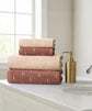 MYTRIDENT Towel Set, 100% Cotton Terry Towel, Celebration Towels for Bath Large Size, 4 PC Towel Set, 1 Bath, 1 Small Bath, 2 Hand, Nature Lux (Sandlewood))