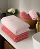 MYTRIDENT Towel Set, 100% Cotton Terry Towel, Celebration Towels for Bath Large Size, 4 PC Towel Set, 1 Bath, 1 Small Bath, 2 Hand, Nature Lux (Strawberry)