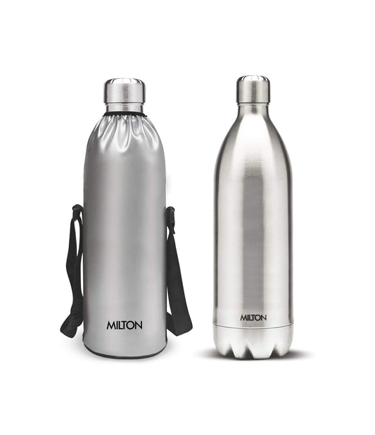 Milton Thermosteel Duo DLX 1800 Stainless Steel Water Bottle, 1.7 Liters, Silver