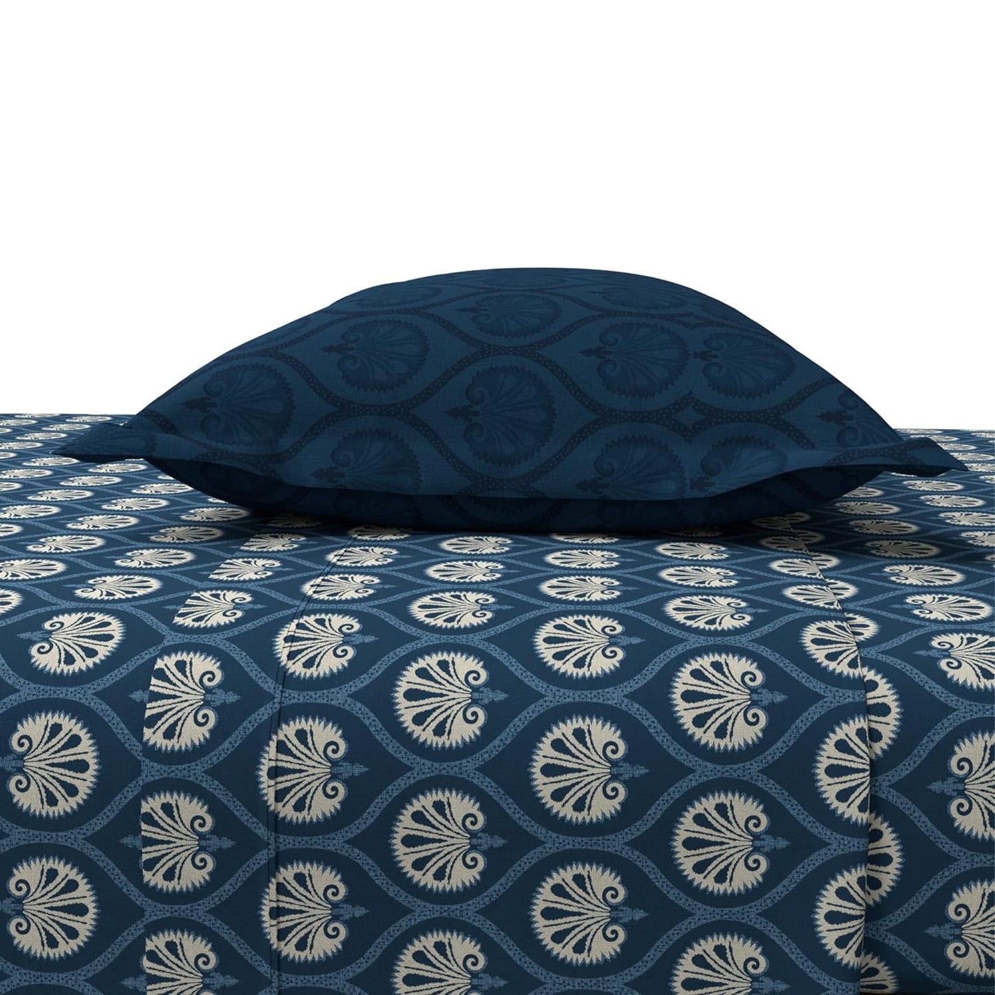 Trident Celebration AMBRE INDIGO 144 TC Cotton Double Bed Bedsheet With 2 Pillow Covers