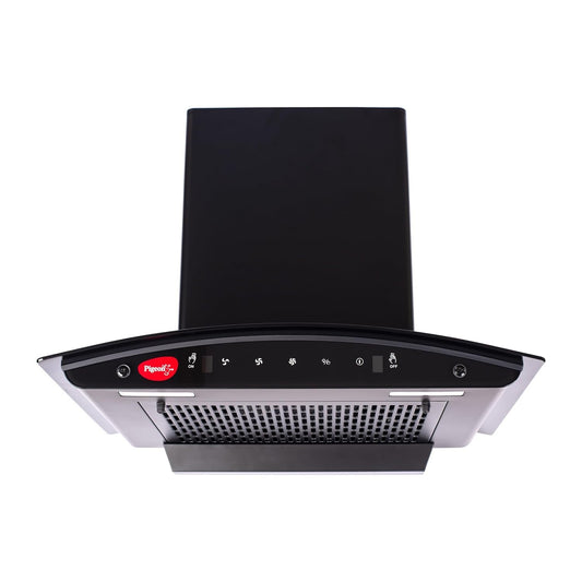 Pigeon Black Diamond 60 cm Curved Kitchen Chimney 1500 m3/hr suction |Touch & Gesture Control | Filterless Tech + Heat Auto Clean