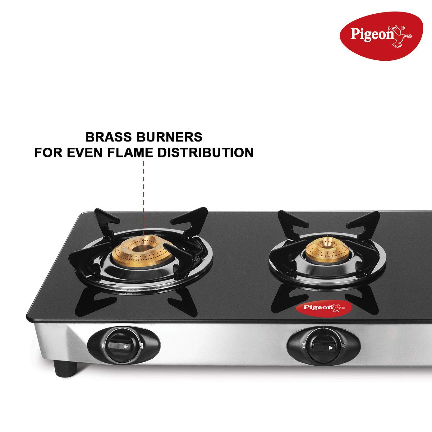 Pigeon by Stovekraft Favourite Glass Top 3 Burner Gas Stove, Manual Ignition