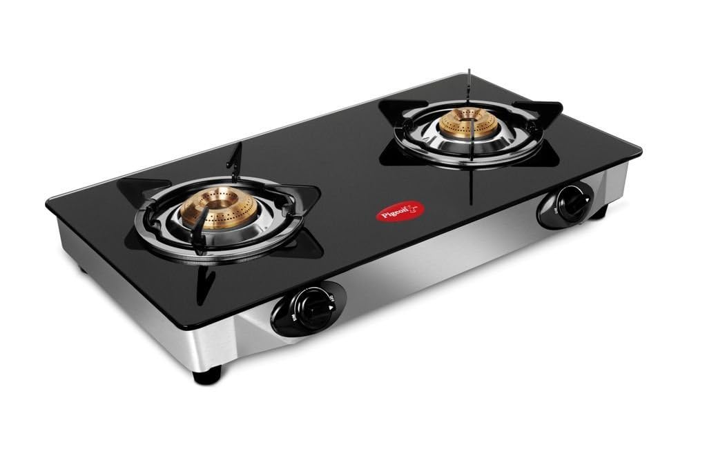 Pigeon by Stovekraft Favourite Glass Top 2 Burner Gas Stove, Manual Ignition