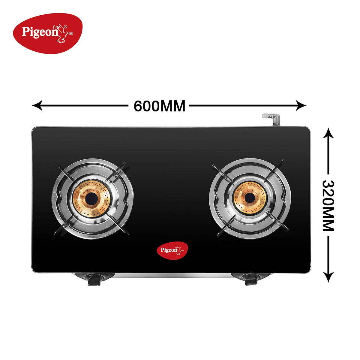Pigeon by Stovekraft Favourite Glass Top 2 Burner Gas Stove, Manual Ignition