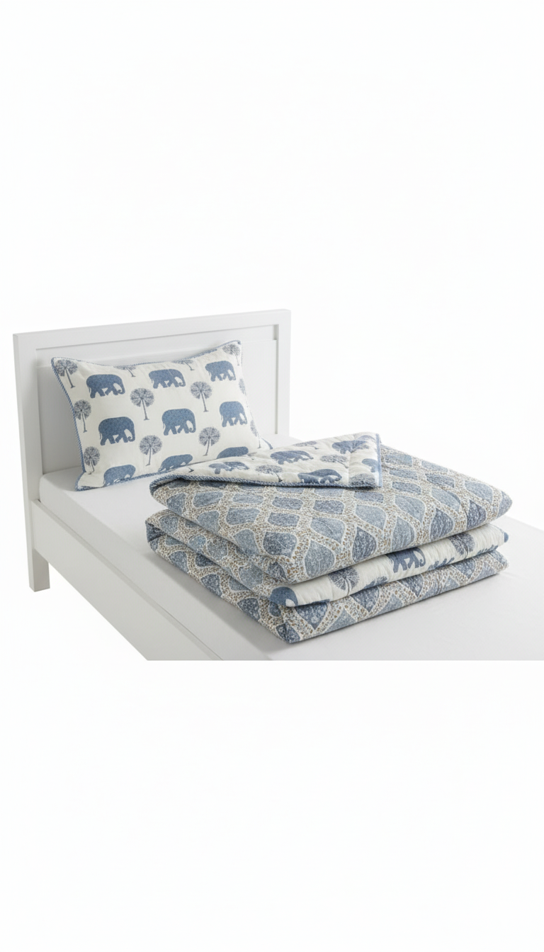 200 TC Pure Cotton Reversible Traditional Jaipuri Design Printed Light Weight Double Bed Quilt/Razai/Rajai - [Double Bed- 2.2X 2.4Meter] (Design 4)| TC - 200,Multicolor