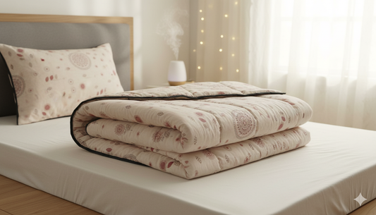 200 TC Pure Cotton Reversible Traditional Jaipuri Design Printed Light Weight Double Bed Quilt/Razai/Rajai - [Double Bed- 2.2X 2.4Meter] (Design 6)| TC - 200,Multicolor