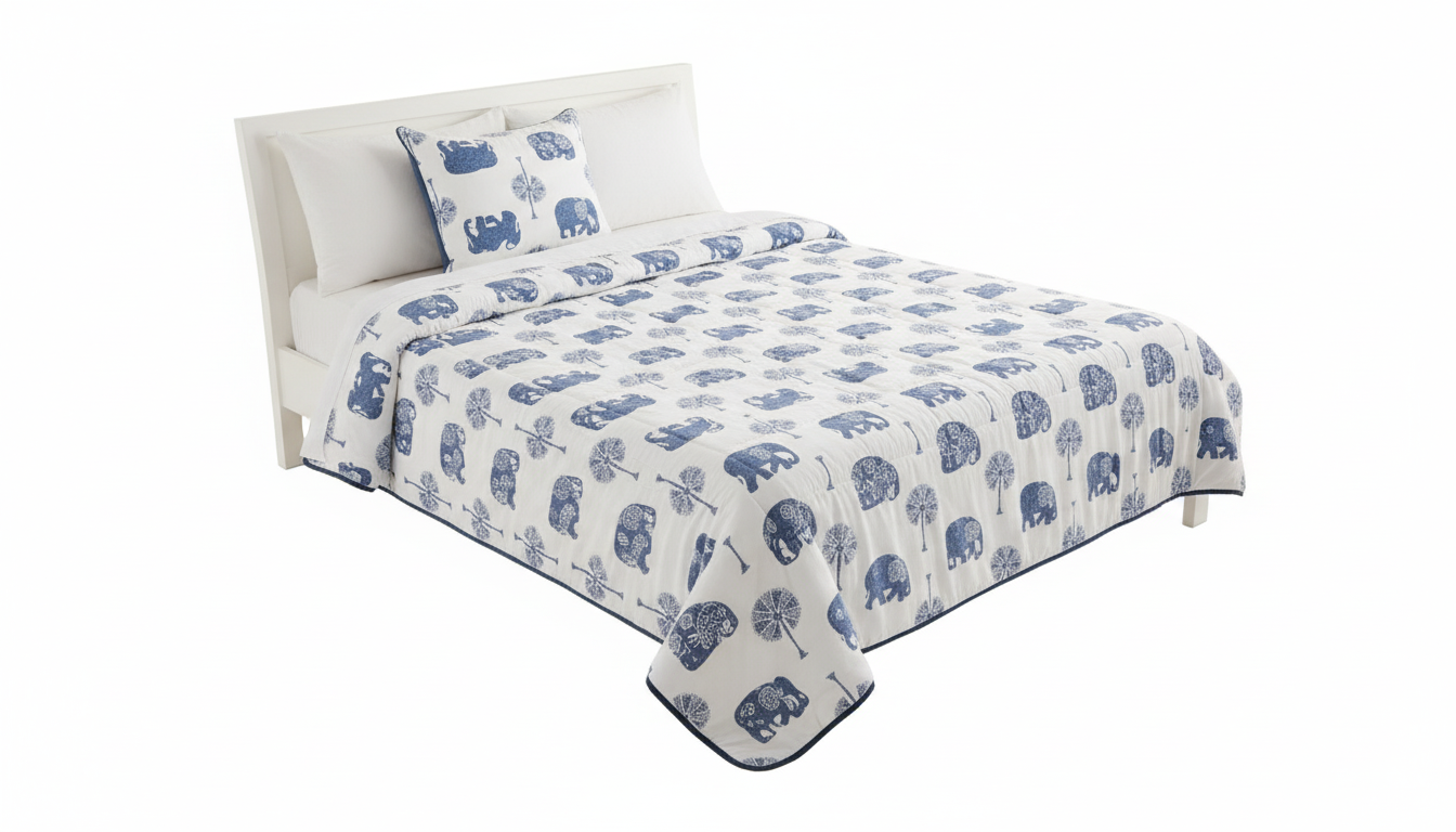 200 TC Pure Cotton Reversible Traditional Jaipuri Design Printed Light Weight Double Bed Quilt/Razai/Rajai - [Double Bed- 2.2X 2.4Meter] (Design 4)| TC - 200,Multicolor
