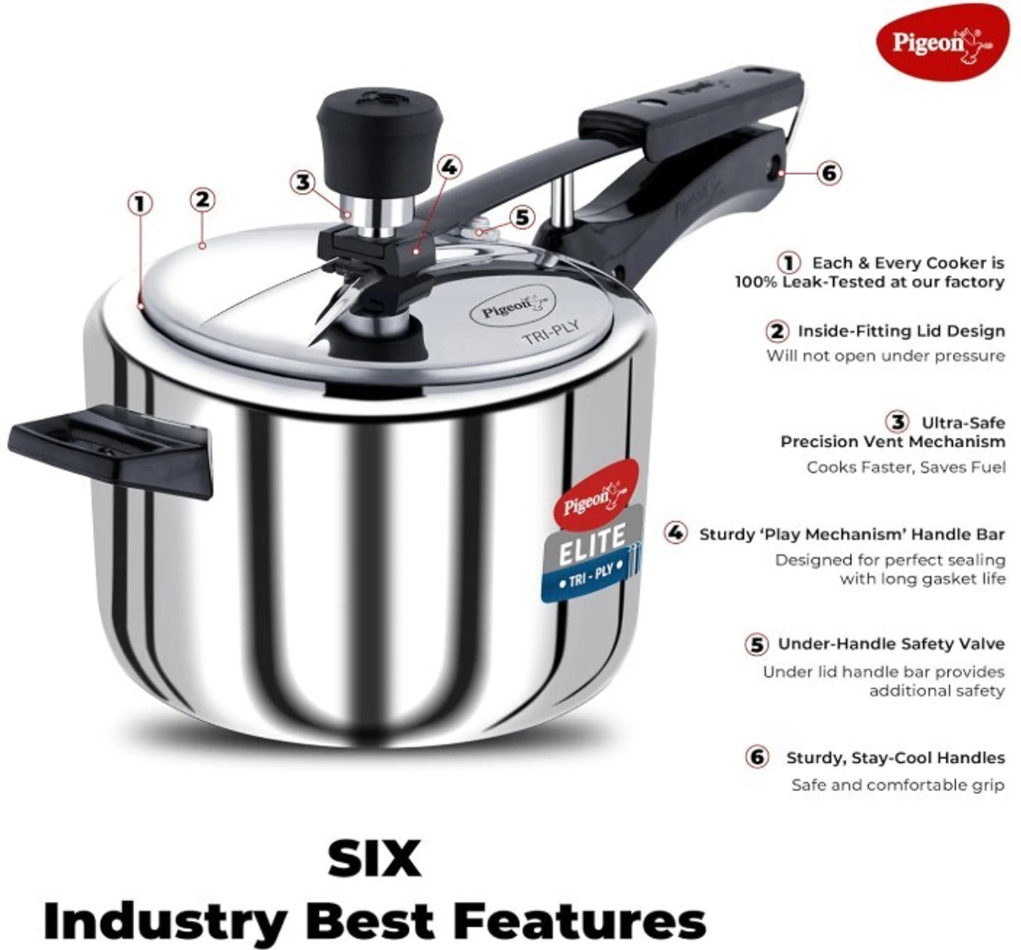 Pigeon Triply SS 19004591 5 L Induction Bottom Pressure Cooker (Triply)