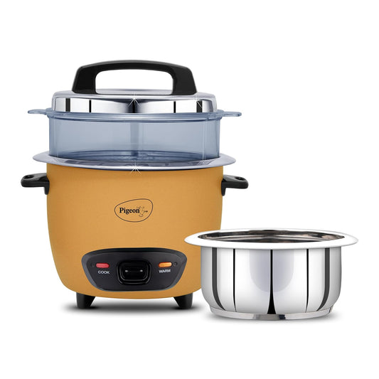 Inox Pro Rice Cooker with Steamer, 1.8 litres | Stainless Steel Lid | 700 Watts | 1 Steel Cooking Pot