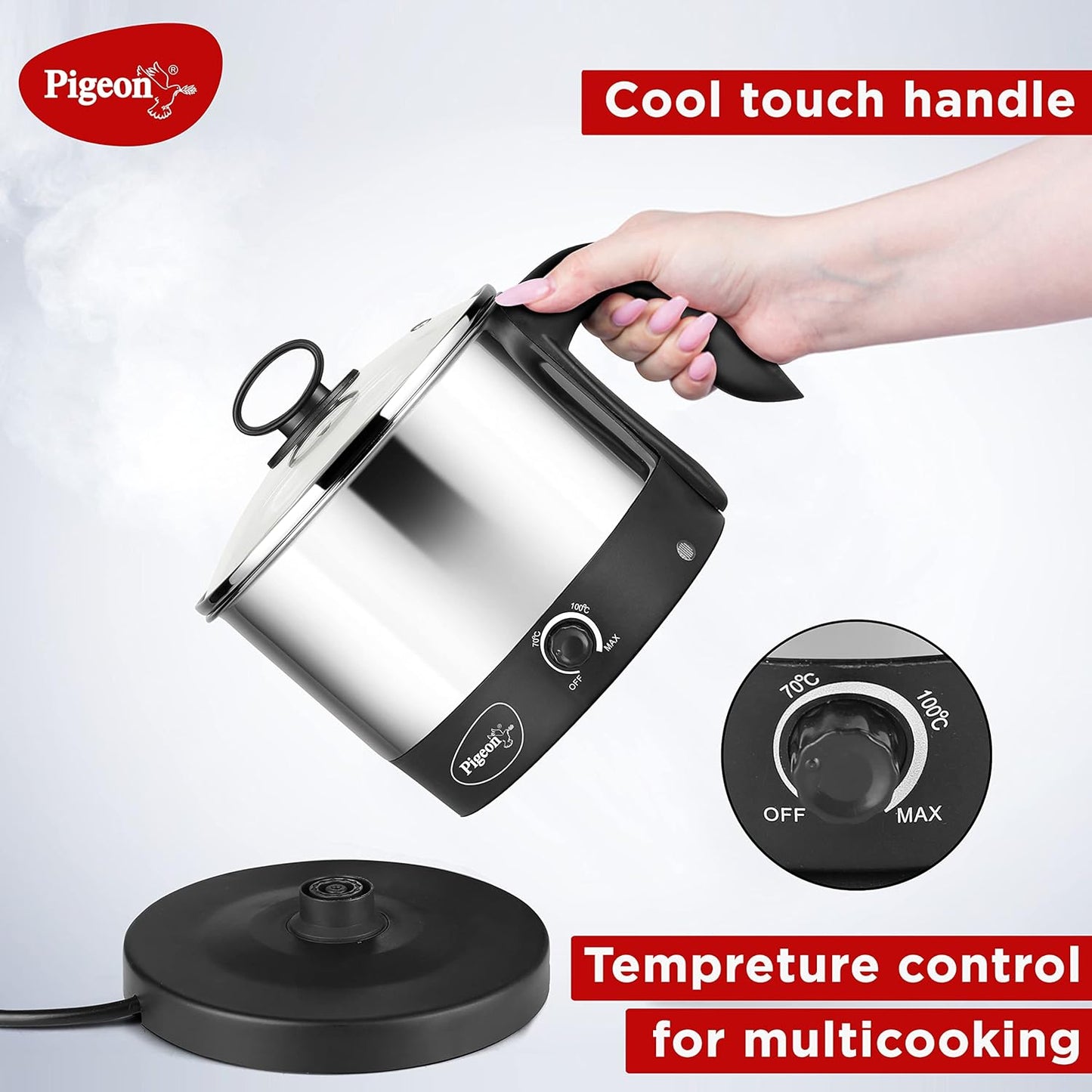 Kessel Multipurpose Kettle (12173) 1.2 litres with Stainless Steel Body, used for boiling Water and milk, Tea, Coffee, Oats, Noodles, Soup etc. 600 Watt
