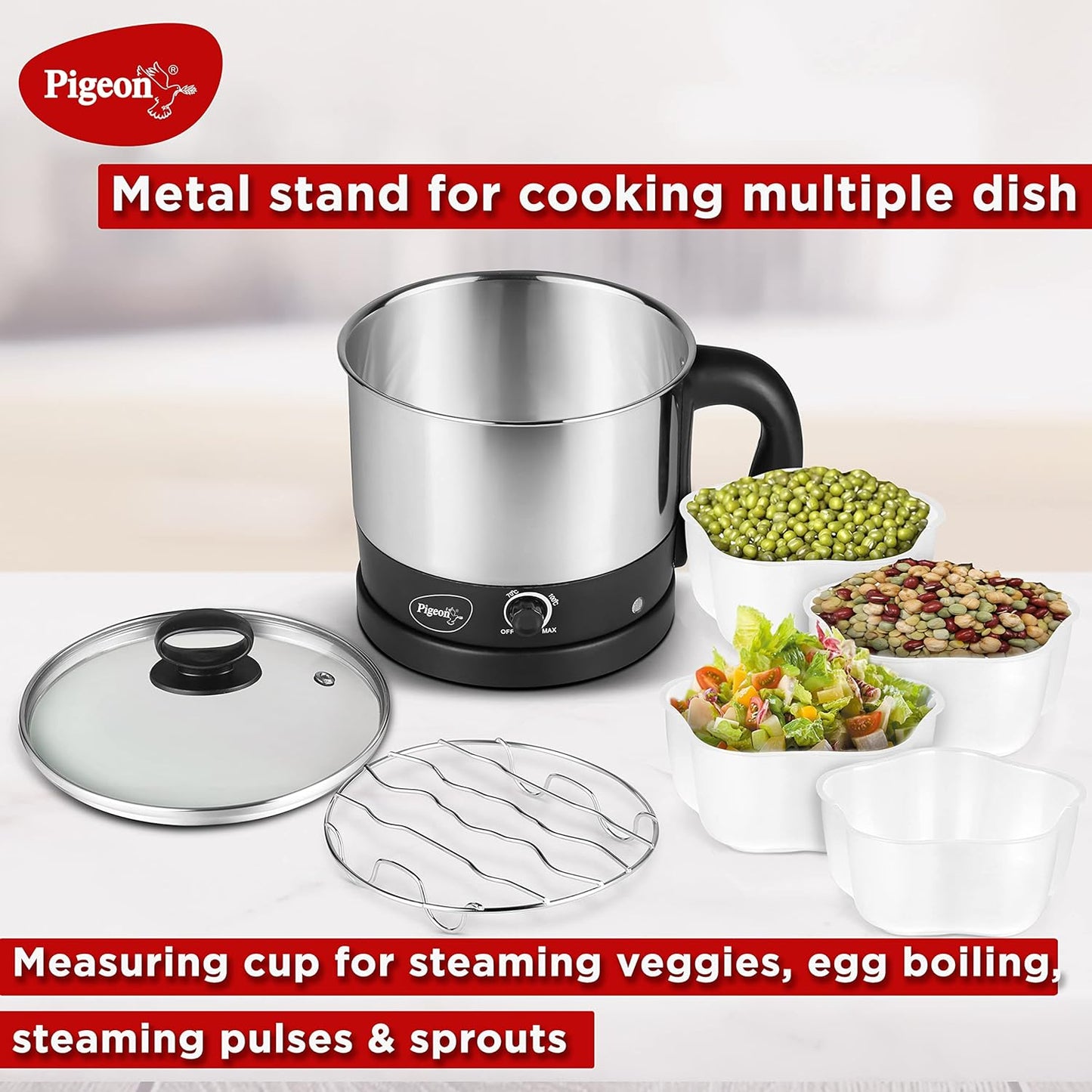 Kessel Multipurpose Kettle (12173) 1.2 litres with Stainless Steel Body, used for boiling Water and milk, Tea, Coffee, Oats, Noodles, Soup etc. 600 Watt