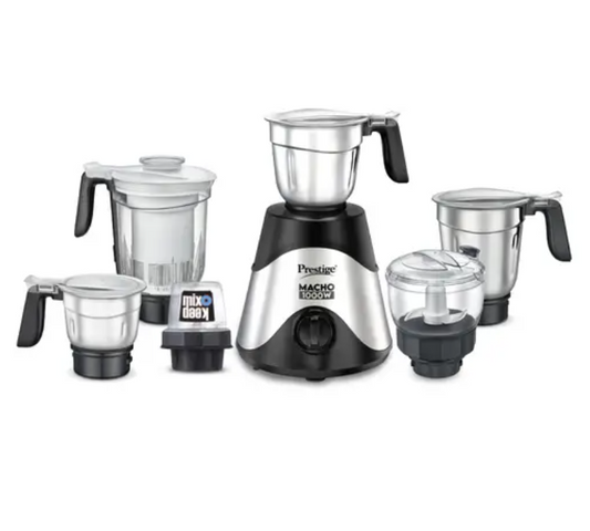 Prestige Macho 1000W Mixer Grinder With 6 Jars ( Black/Silver)