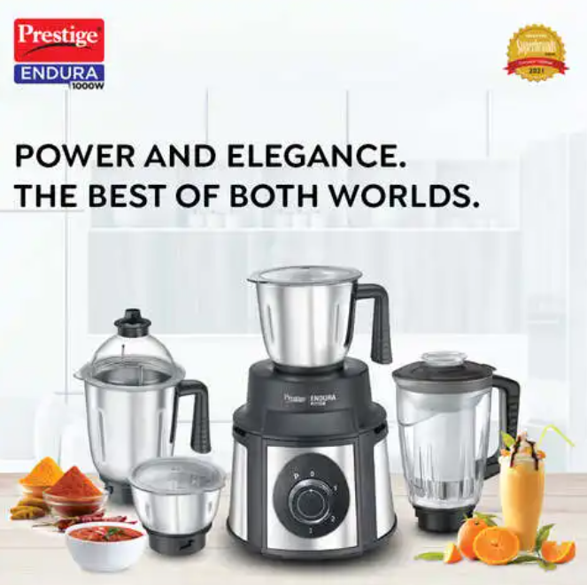 Prestige Endura 1000W Juicer Mixer Grinder With 4 Jars