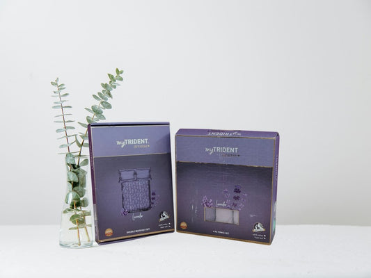 Lavender scented towel set with cotton bedsheet