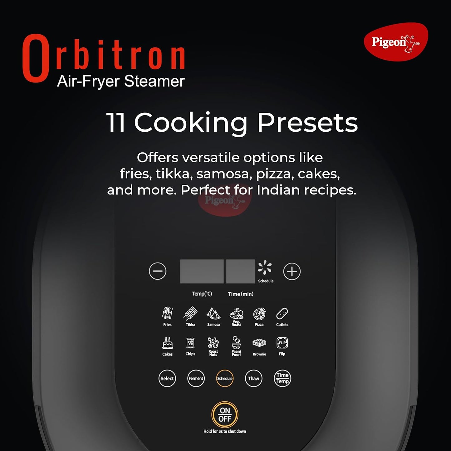 Orbitron 6.5L Airfryer Steamer | 1500 Watts | Glass Window | Non Stick Basket | Digital Touch Control | 11 Preset Menu
