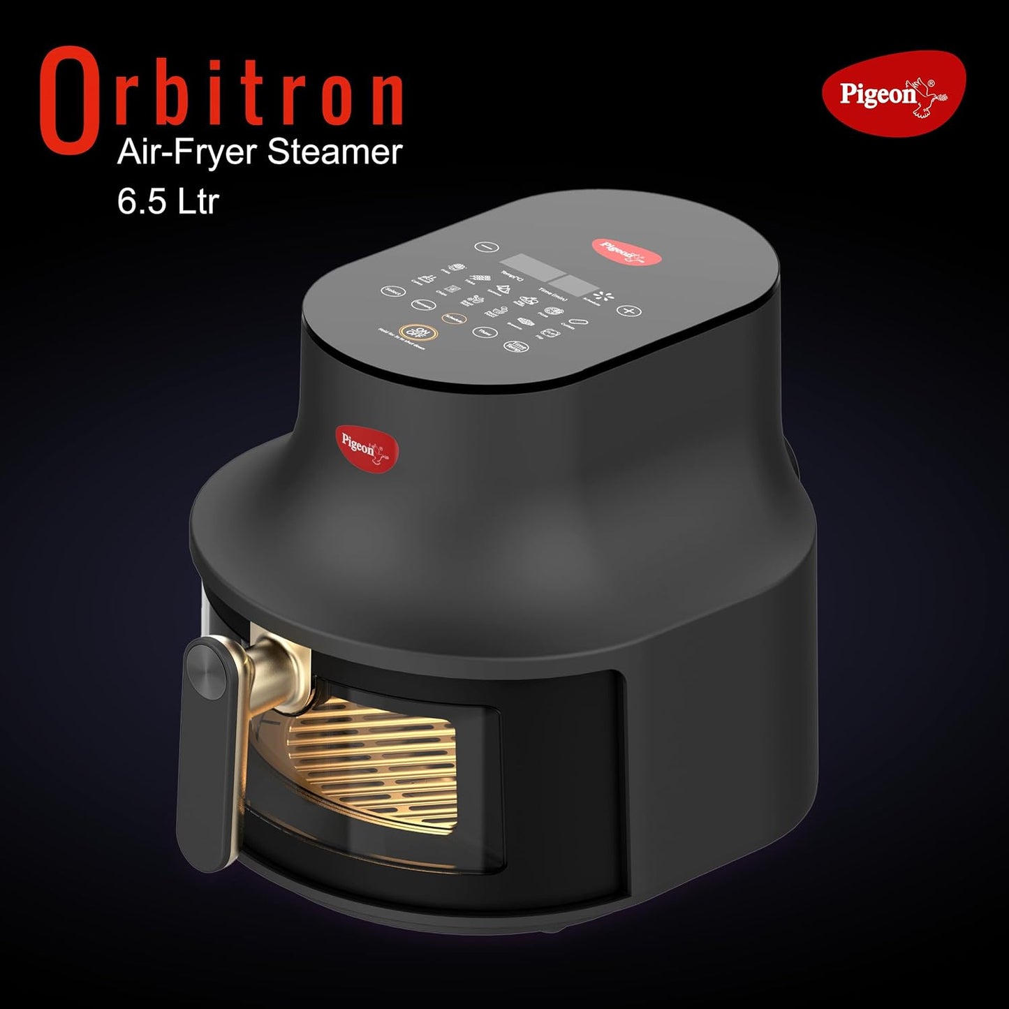 Orbitron 6.5L Airfryer Steamer | 1500 Watts | Glass Window | Non Stick Basket | Digital Touch Control | 11 Preset Menu