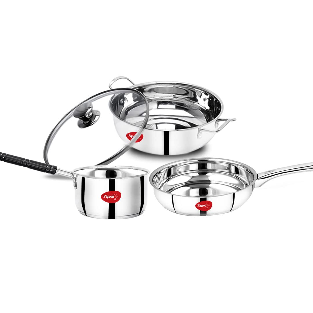 Pigeon By Stovekraft Stainless Steel Cookware Gift Set 4 Count,Silver