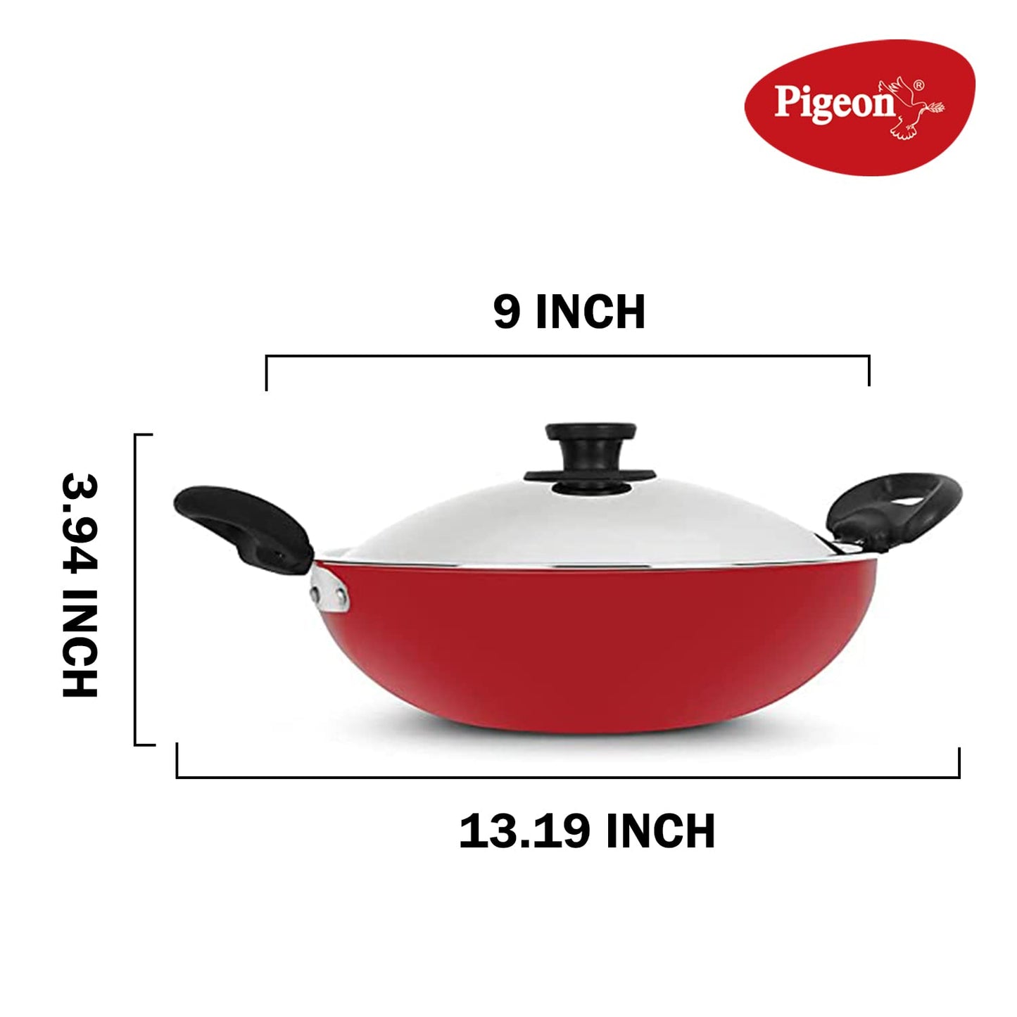 Pigeon Induction Base Storm Non Stick Kadai with Stainless Steel Lid, 200 IB
