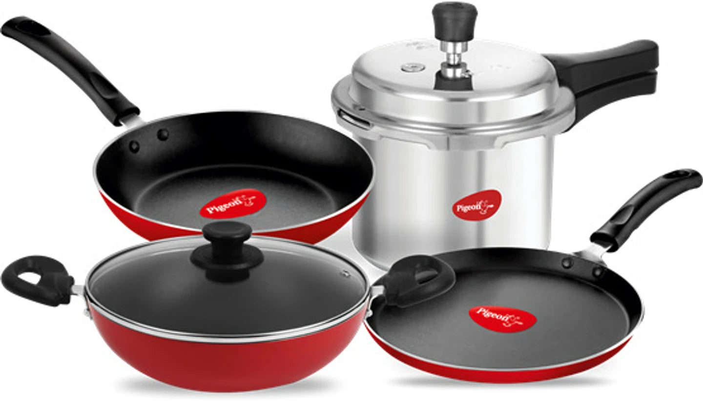 Pigeon Non-Stick Coated Cookware Set (Aluminium, 5 - Piece)