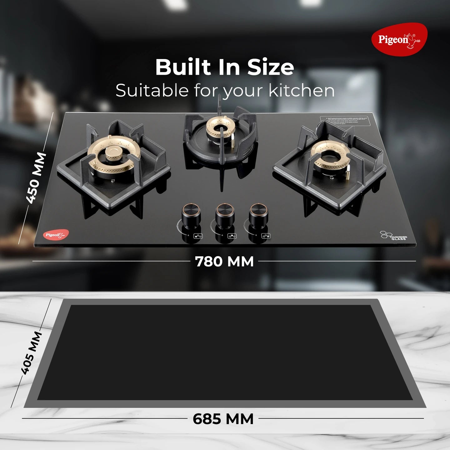 Pigeon Slender Stainless Steel Automatic Hob (3 Burners)