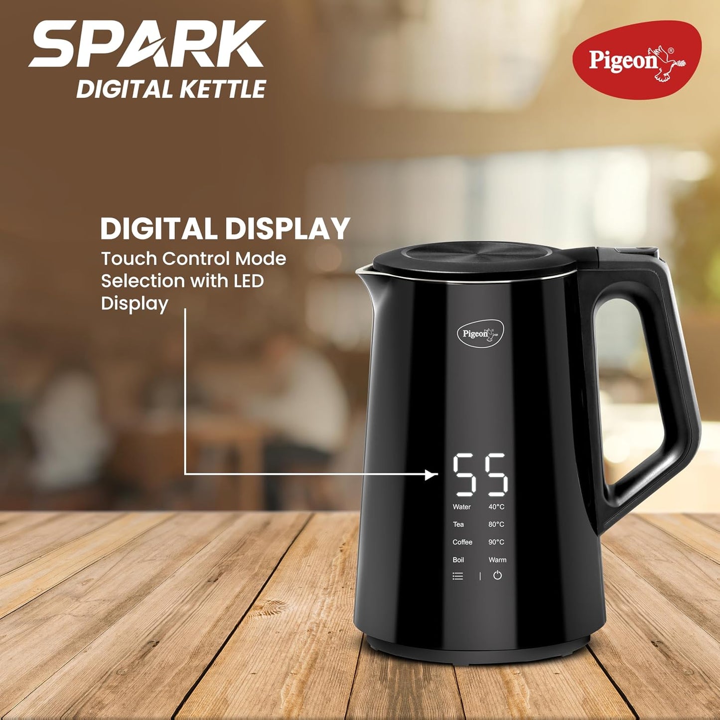 Spark Digital Kettle 1500 Watt, 1.5 L with Stainless Steel Body