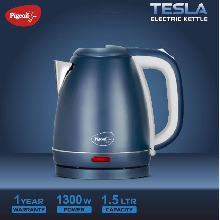 Tesla Electric Kettle 1.5 L, 1300 Watt, Stainless Steel Body with Auto Shut-off Feature