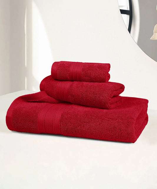 Soft Comfort, 3Pc Set, Cotton Rich Terry Technology Moments Towel Set ,509 GSM,Tangy Tomato