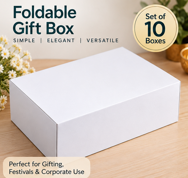 Premium White Foldable Gift Box  | Set of 10