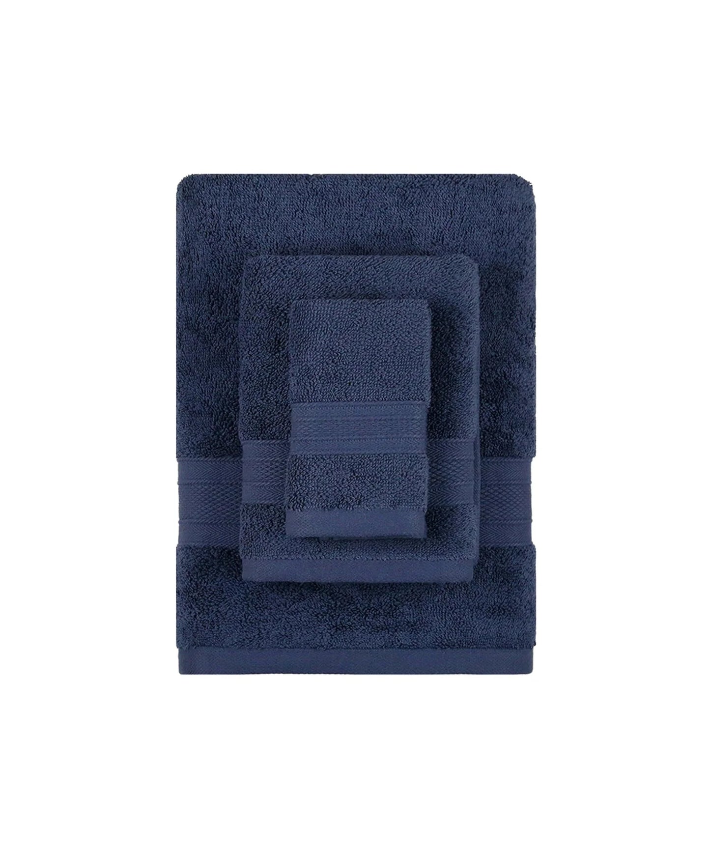 TRIDENT Soft Comfort 3-Piece Cotton-Rich Terry Moments Towel Set – Navy Blue (509 GSM)