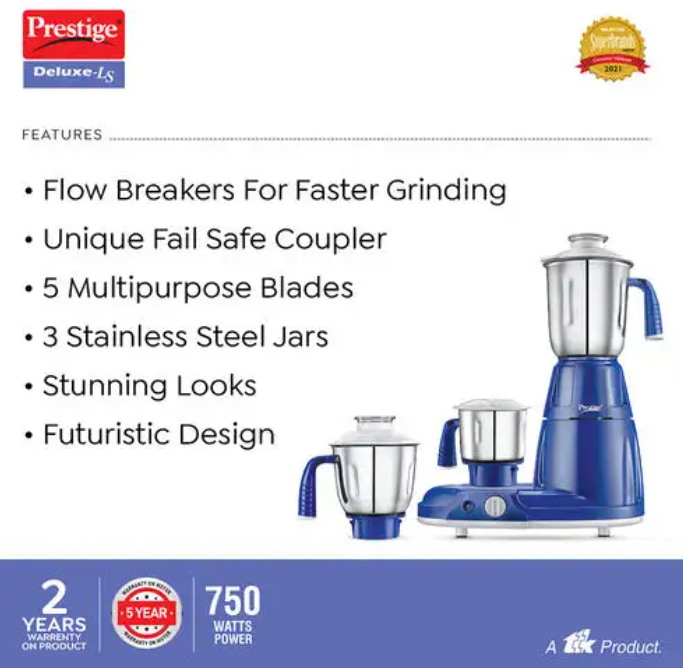 Prestige Delux LS 750W Blue Mixer Grinder
