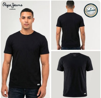 Pepe Jeans Ibiza Black Round Neck T-Shirt for Men | 95% Cotton