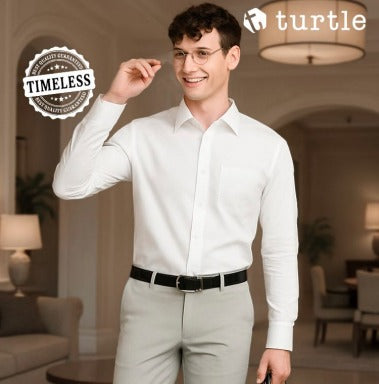 Turtle Brisbane Powder Blue Cotton Shirt for Men | Full Sleeve White and Powder Blue