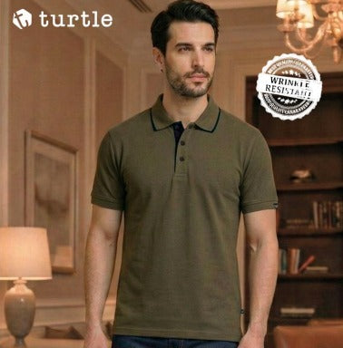 Turtle Cotton Flex Polo T-Shirt for Men – Navy Blue, Olive, Maroon & Black