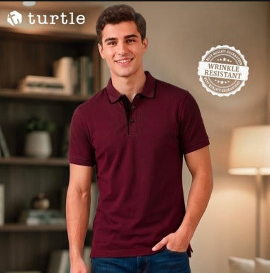 Turtle Cotton Flex Polo T-Shirt for Men – Navy Blue, Olive, Maroon & Black